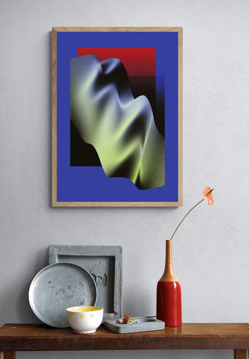 Neon Fold Abstract Poster. — room view 3