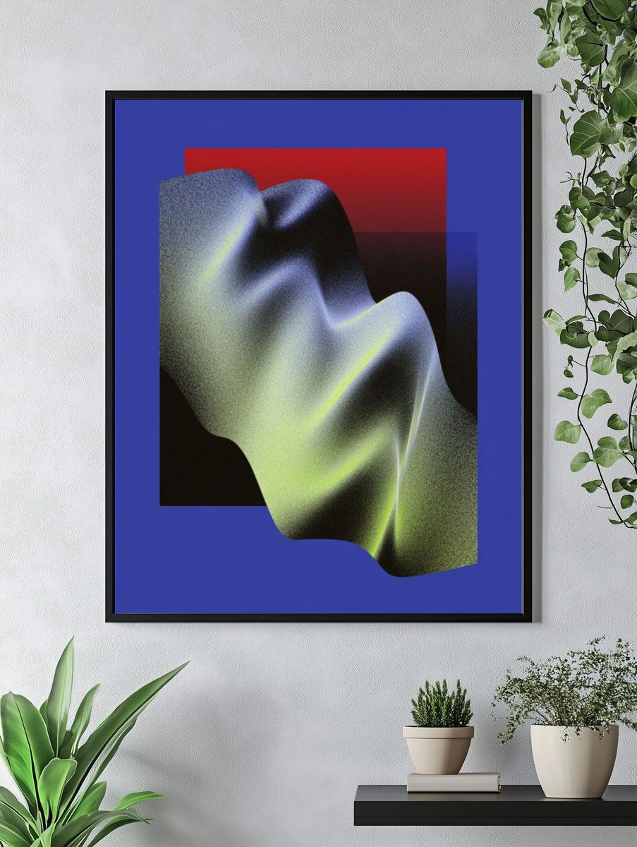 Neon Fold Abstract Poster. — room view 4