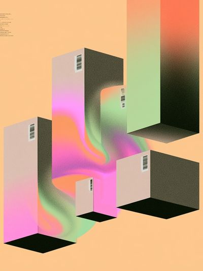Neon Cubes Abstract Poster. poster