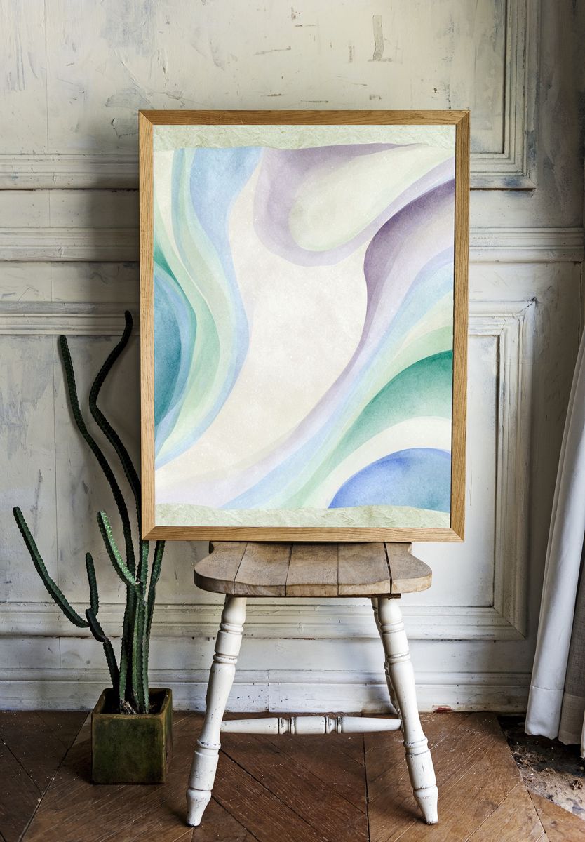 Pastel Wave Abstract Print. — room view 1