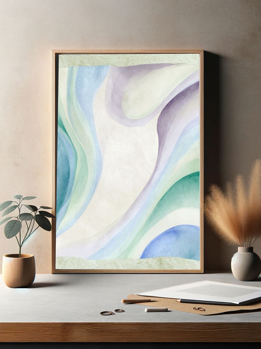 Pastel Wave Abstract Print. — room view 2