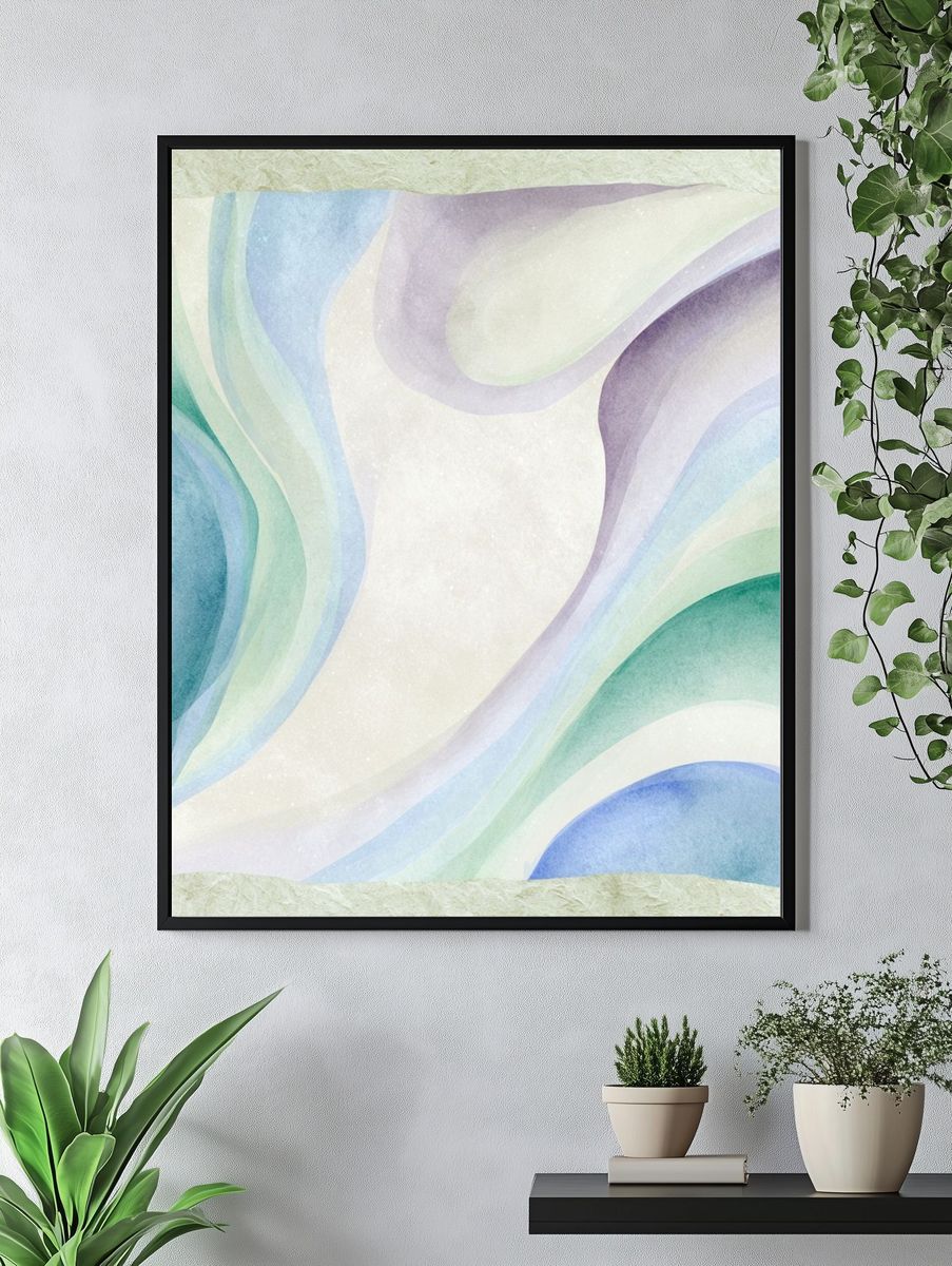 Pastel Wave Abstract Print. — room view 4