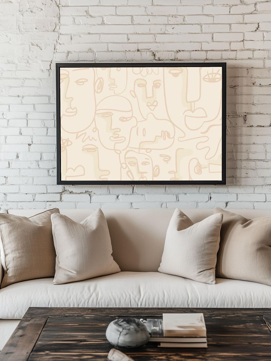 Abstract face drawing HD wallpaper room preview