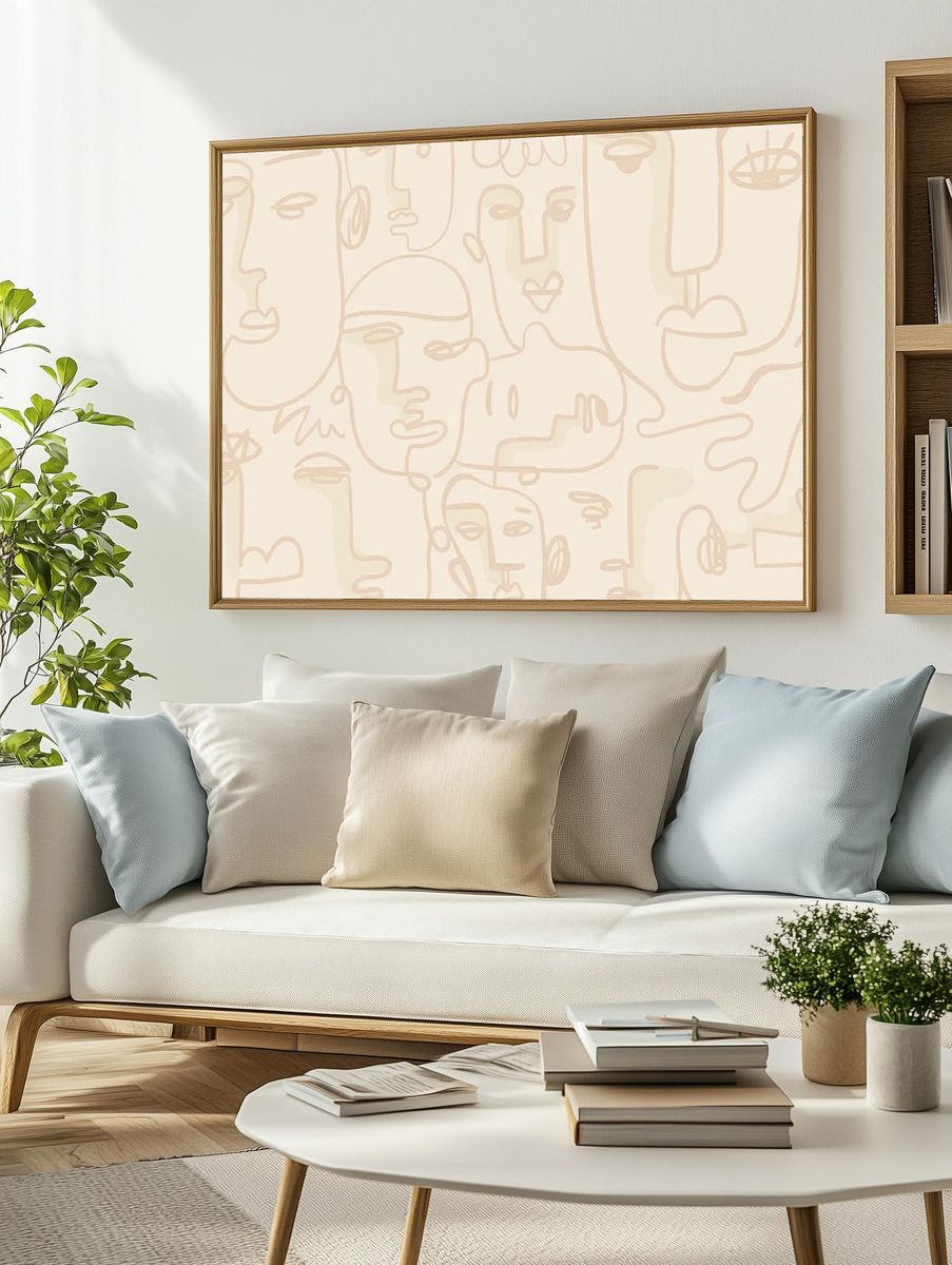 Abstract face drawing HD wallpaper. — room view 2