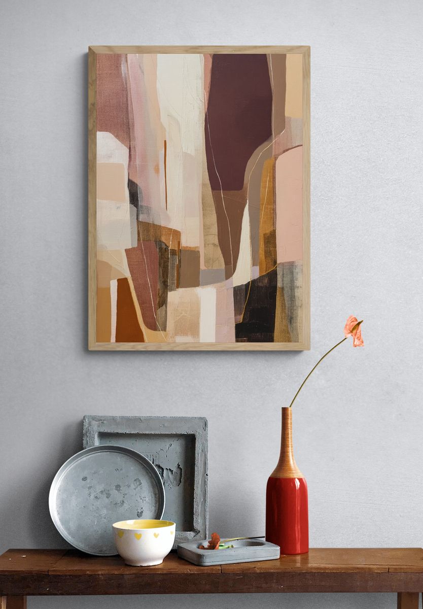Earthy Abstract Shapes Poster. — room view 3