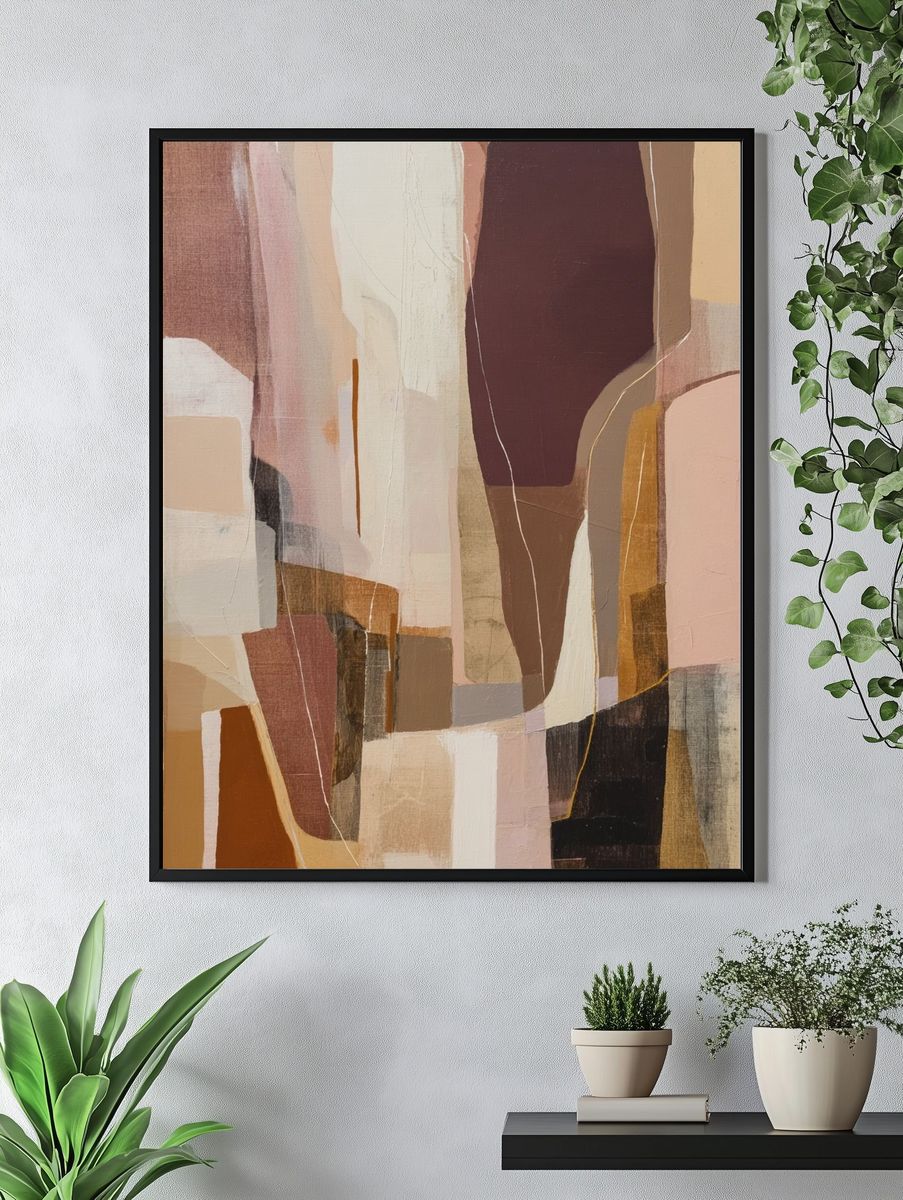Earthy Abstract Shapes Poster. — room view 4