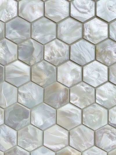 Pearl Hexagon Mosaic Abstract Print.