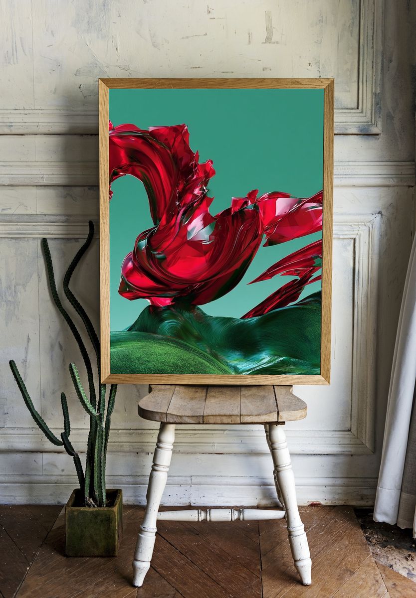 Crimson Glass Abstract Poster. — room view 1