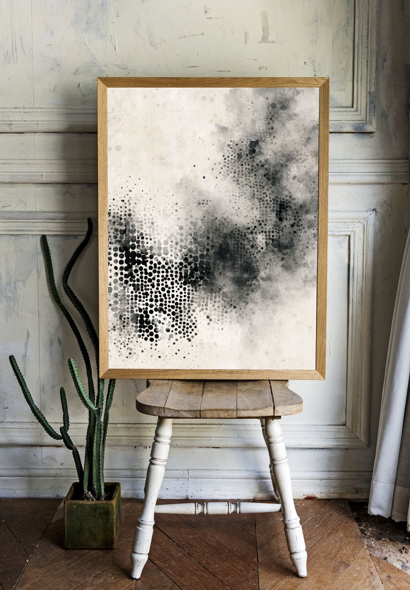 Monochrome Halftone Cloud Poster. room preview