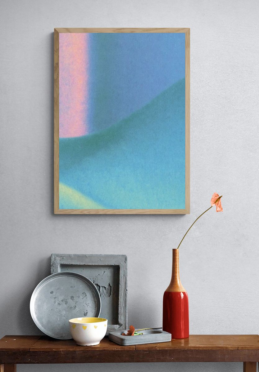 Pastel Blue Abstract Poster. — room view 3