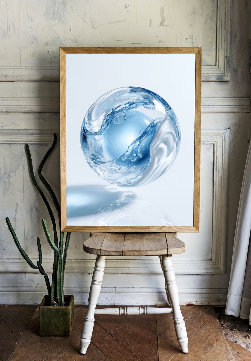 Floating Glass Orb Abstract Poster. room preview
