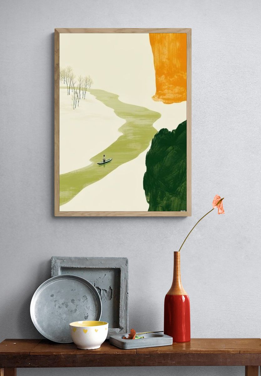 Abstract River Landscape Poster. — room view 3