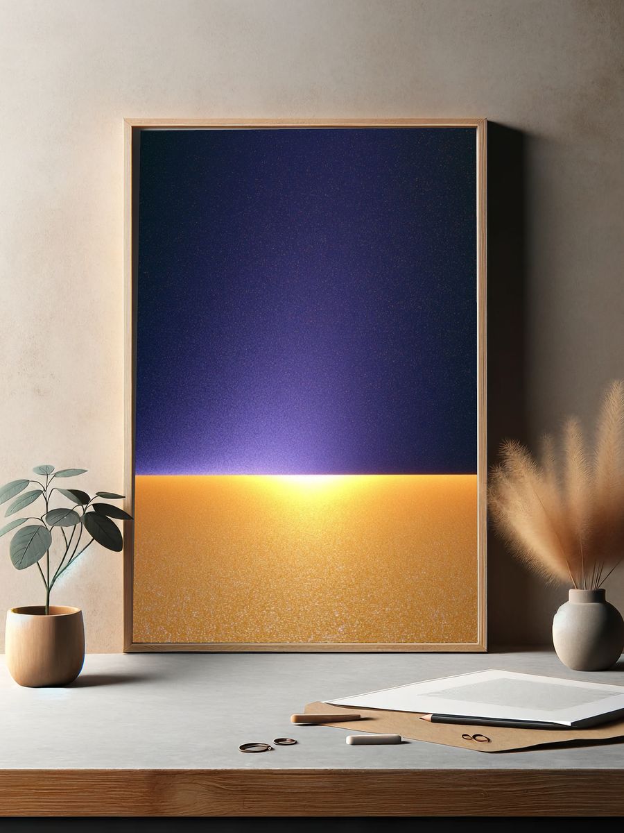 Golden Horizon Abstract Poster. — room view 2