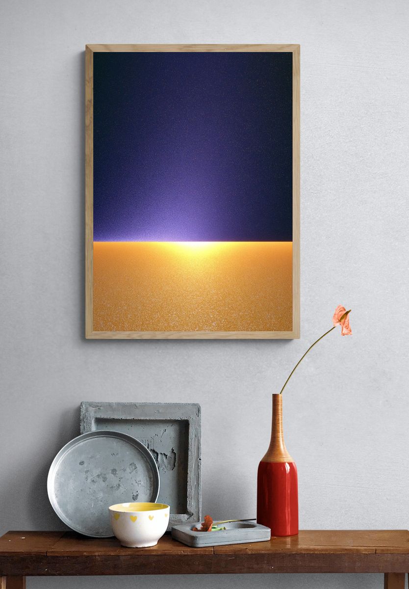 Golden Horizon Abstract Poster. — room view 3
