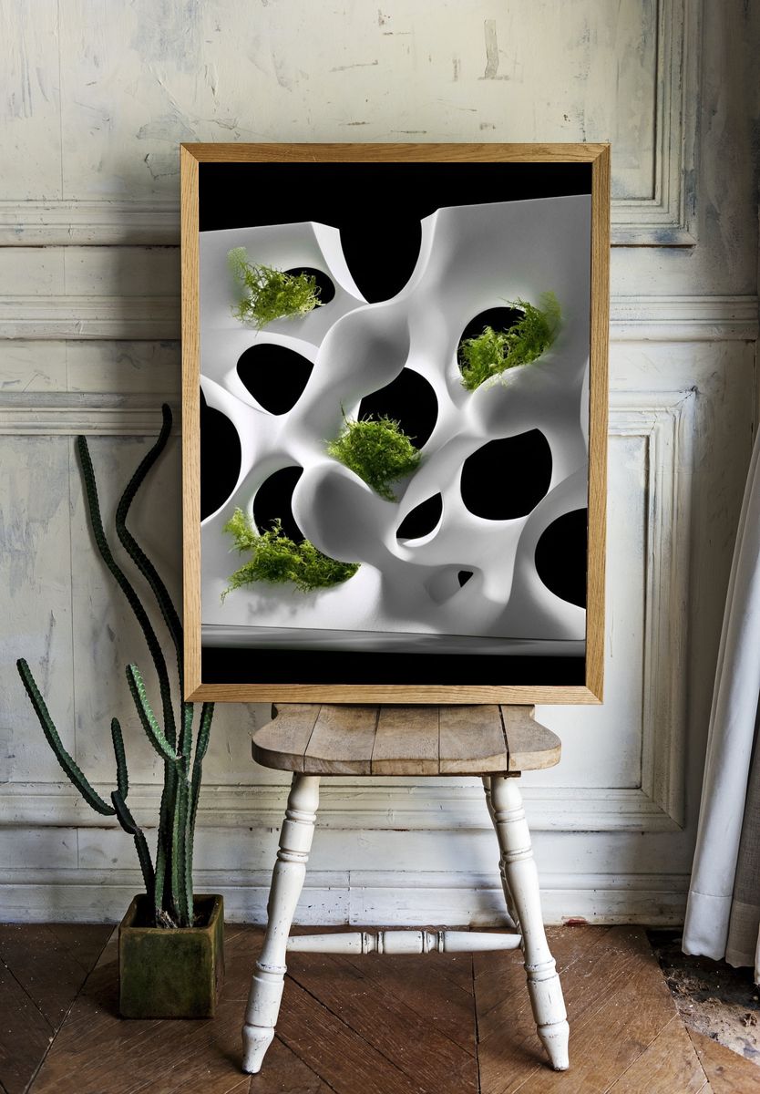 Organic White Sculpture Abstract Print. room preview