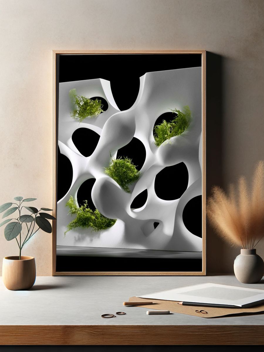 Organic White Sculpture Abstract Print. — room view 2