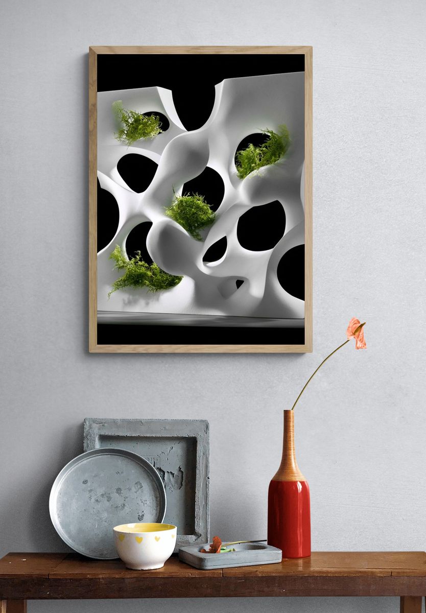 Organic White Sculpture Abstract Print. — room view 3