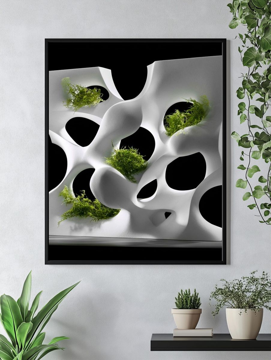 Organic White Sculpture Abstract Print. — room view 4