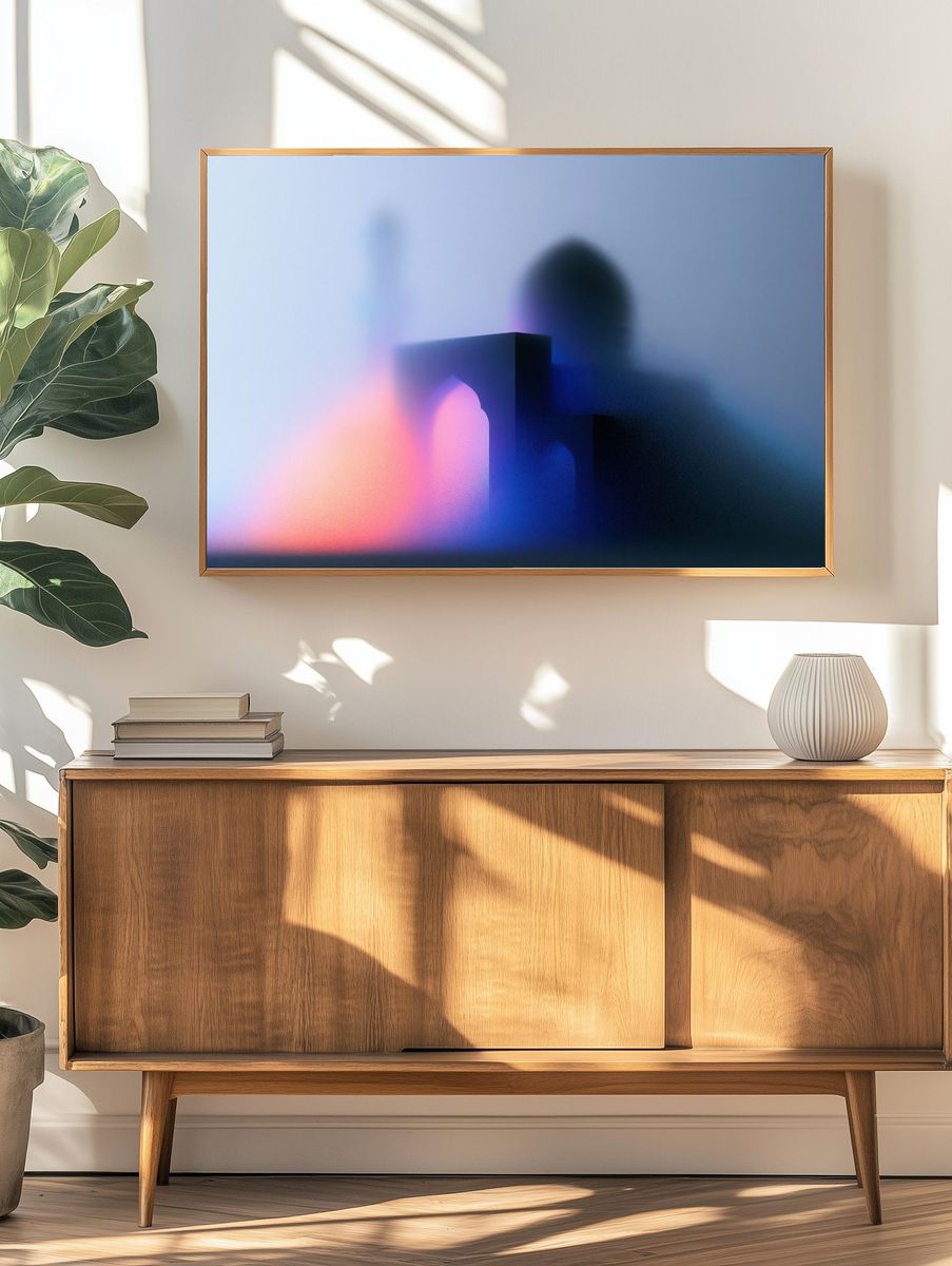Neon Fog Abstract Poster. — room view 3