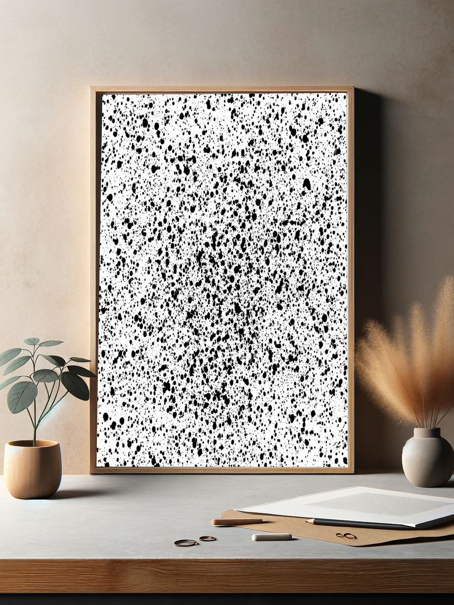 Black Ink Splatter Abstract Poster. — room view 2