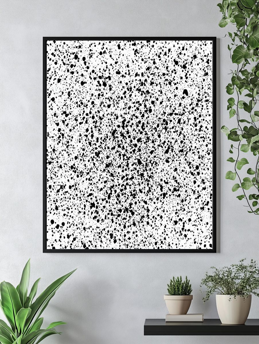Black Ink Splatter Abstract Poster. — room view 4