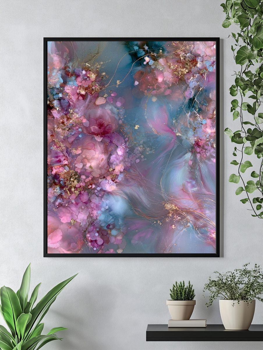 Dreamy Floral Abstract Poster. — room view 4