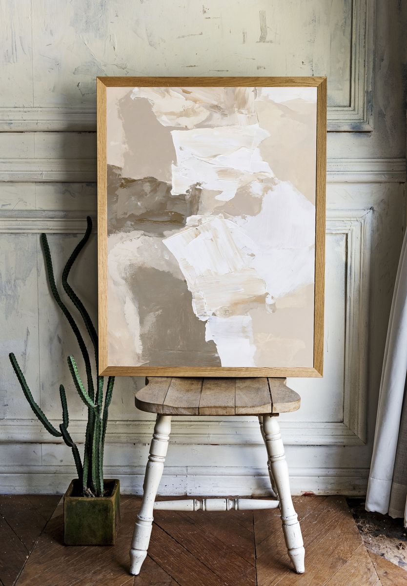 Neutral Brushstroke Abstract Poster. room preview