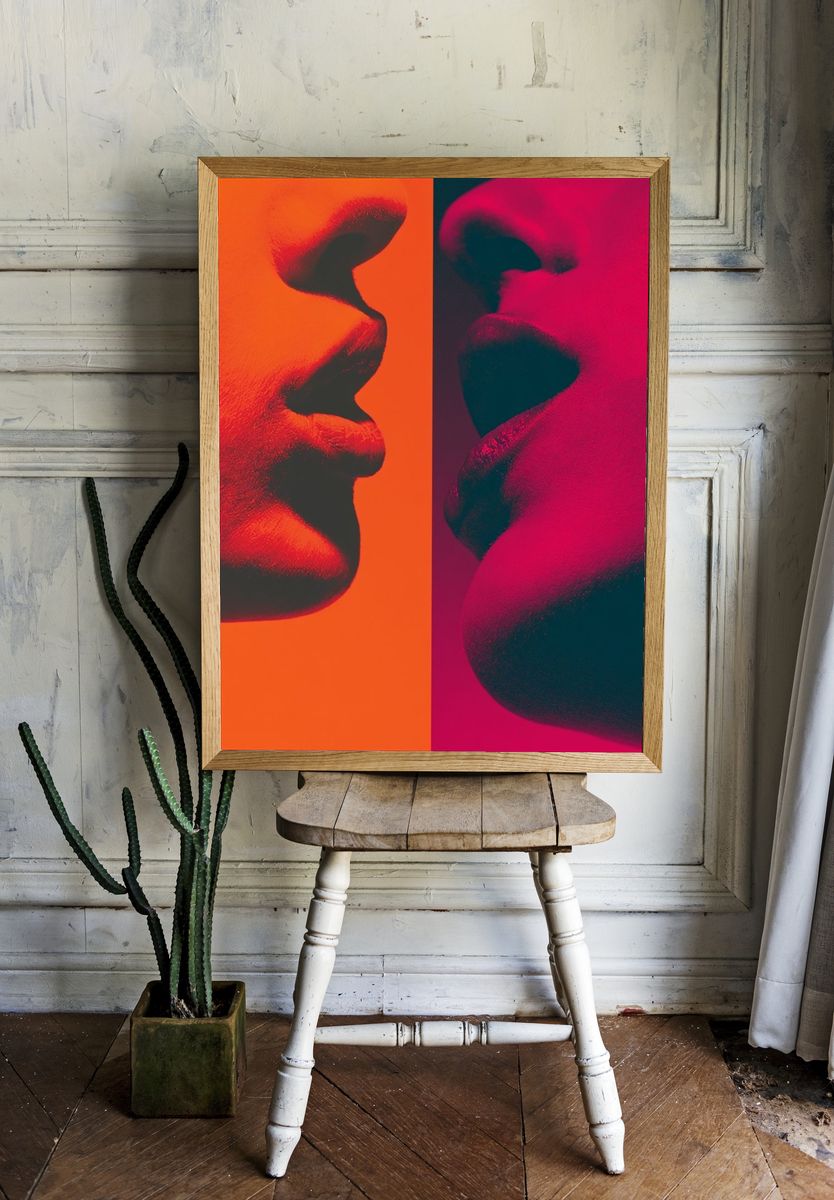 Neon Lips Abstract Poster. — room view 1