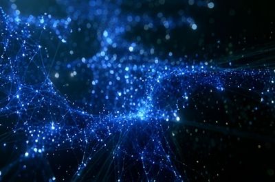 Electric Blue Network Abstract Poster.