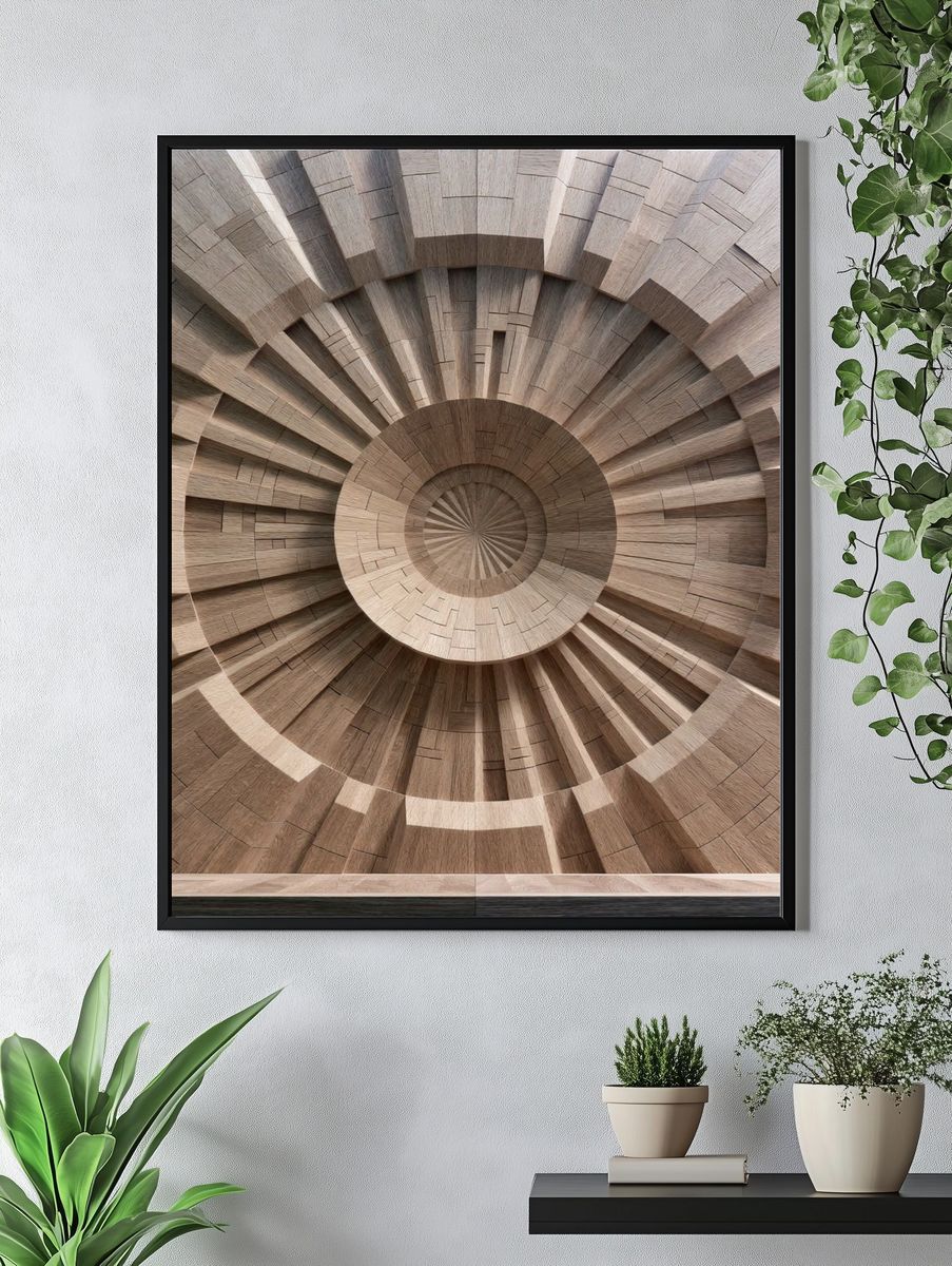 Wooden Spiral Abstract Poster. — room view 4