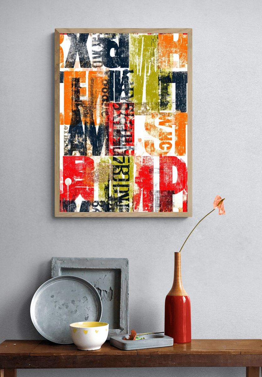 Urban Letter Collage Abstract Poster. — room view 3
