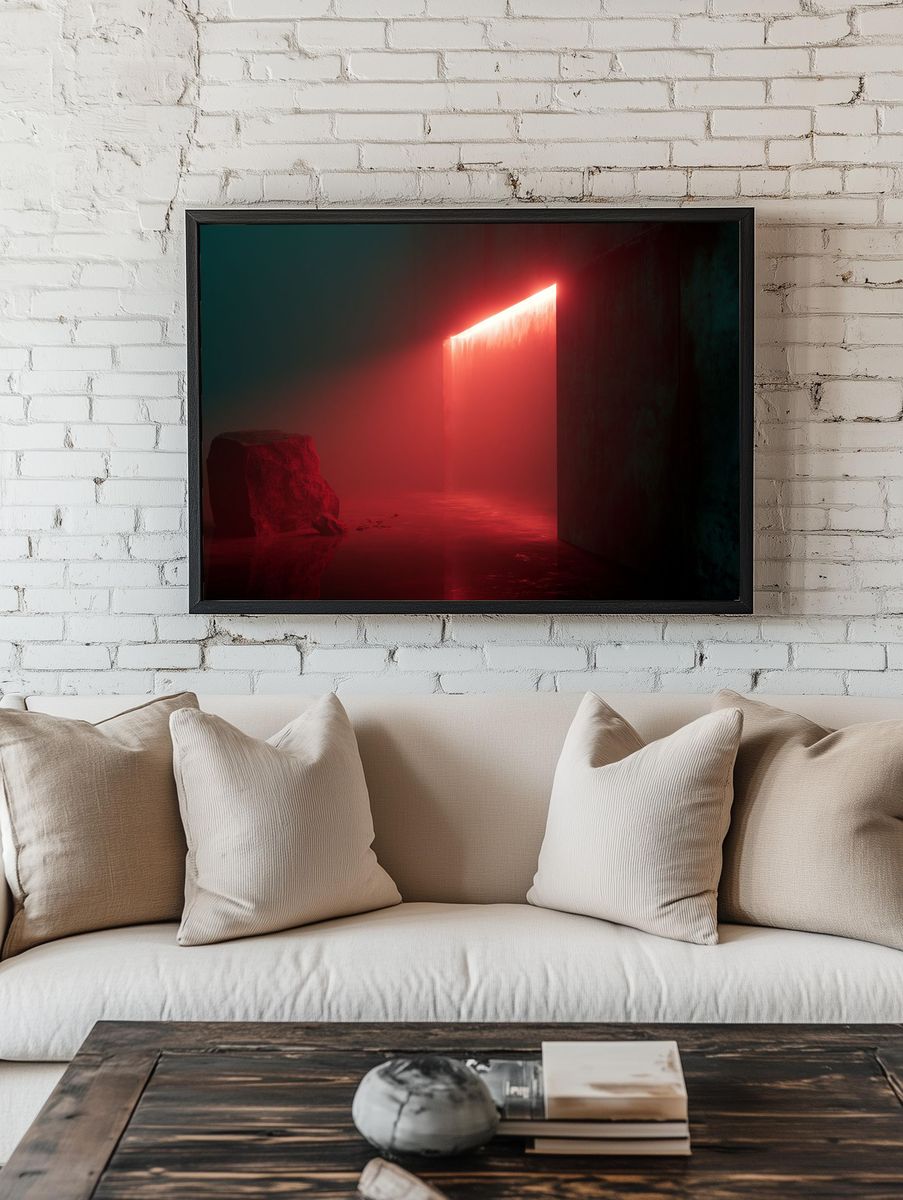Neon Portal Abstract Print. room preview