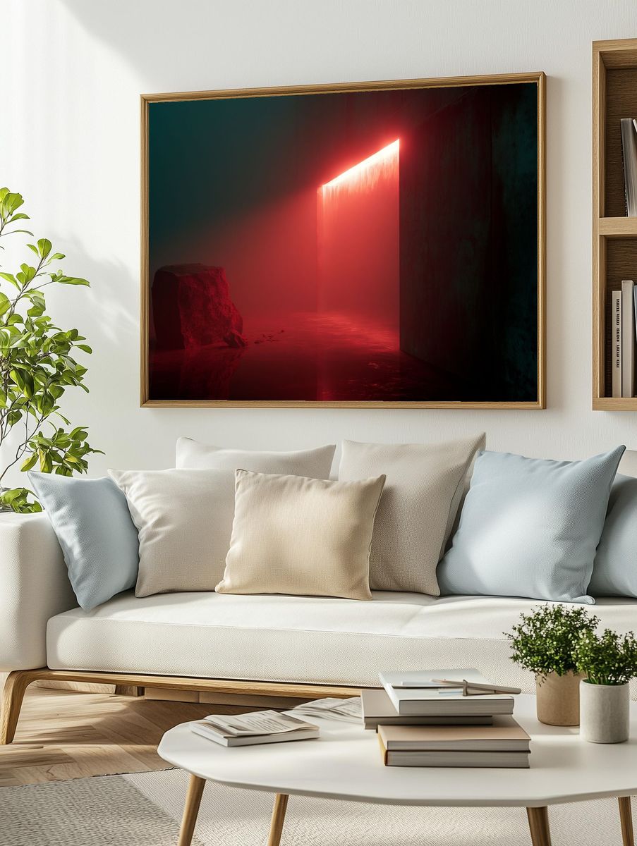 Neon Portal Abstract Print. — room view 2