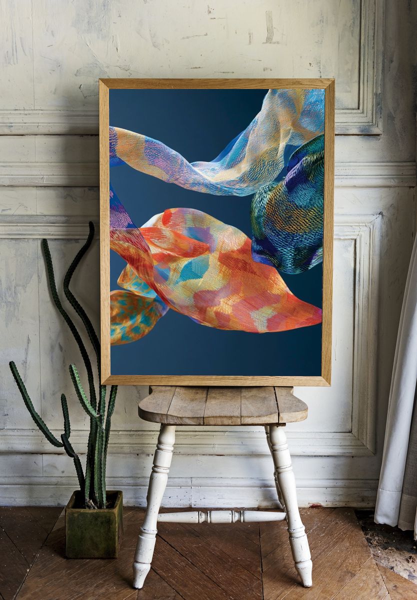 Colorful Flowing Fabric Abstract Poster. room preview