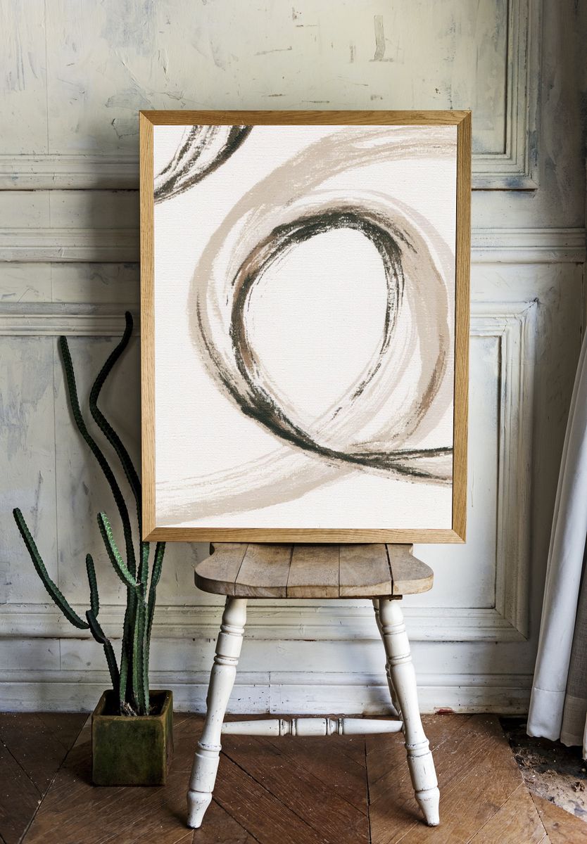 Neutral Brushstroke Abstract Poster. room preview