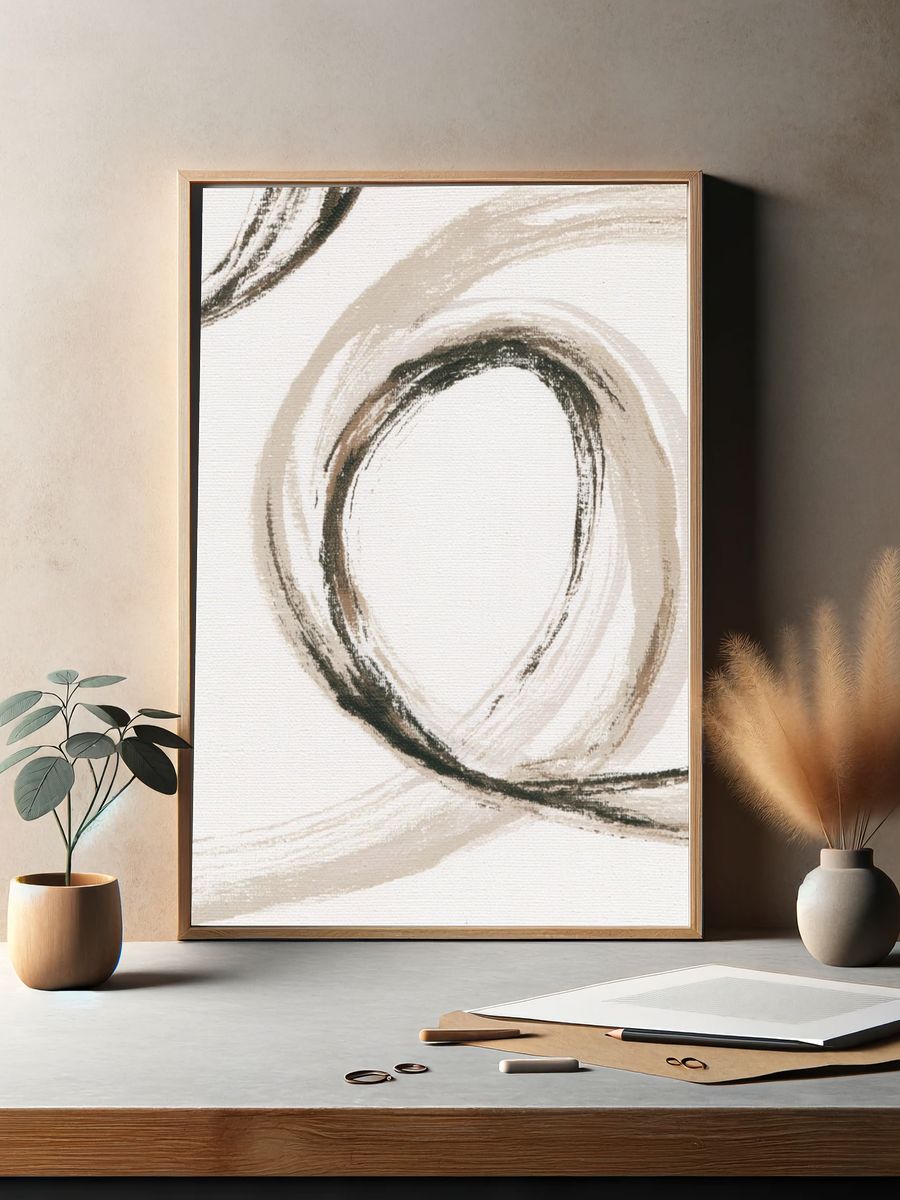 Neutral Brushstroke Abstract Poster. — room view 2
