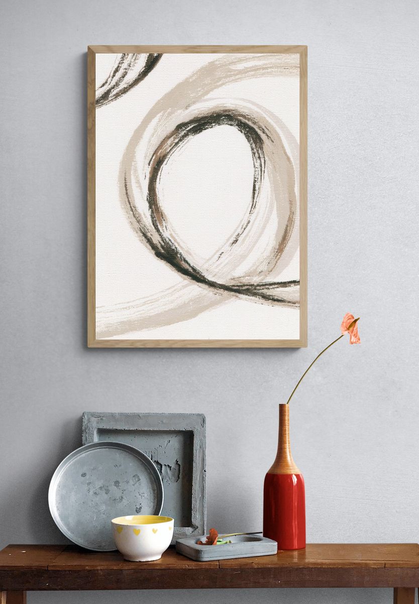 Neutral Brushstroke Abstract Poster. — room view 3