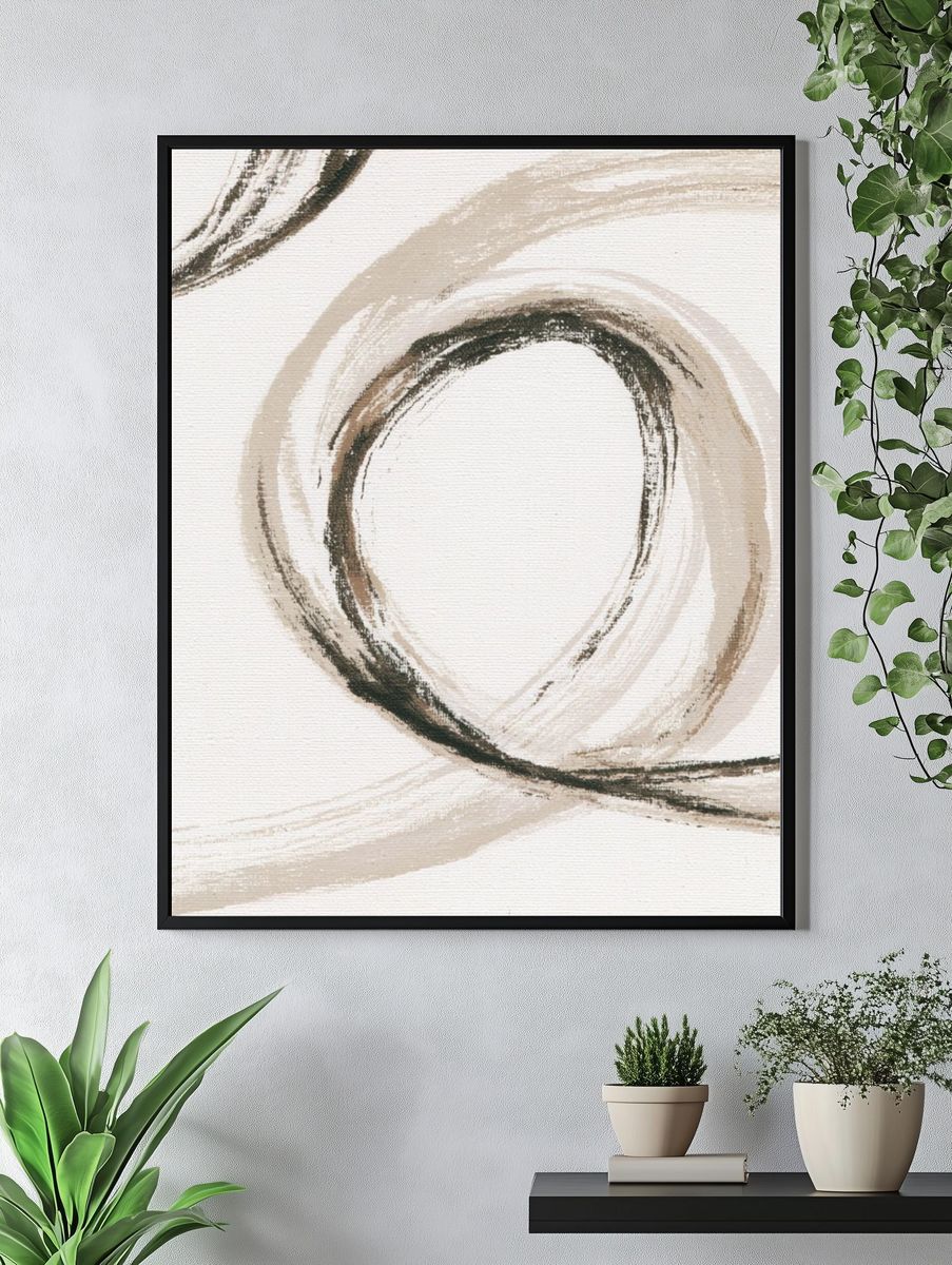 Neutral Brushstroke Abstract Poster. — room view 4