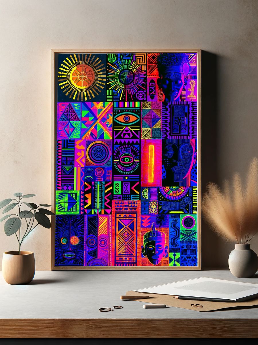Neon Tribal Pattern Poster. — room view 2