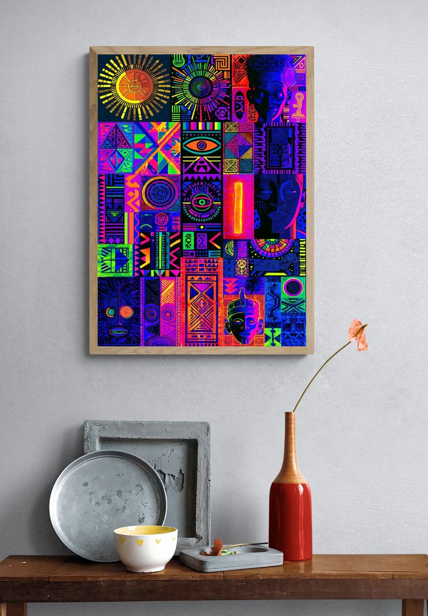 Neon Tribal Pattern Poster. — room view 3