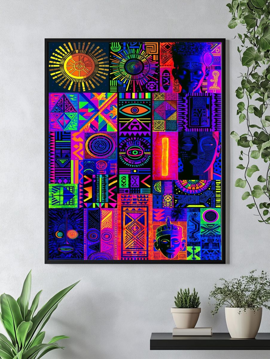 Neon Tribal Pattern Poster. — room view 4