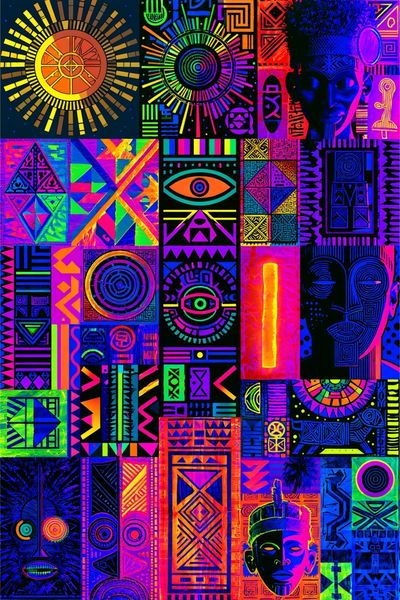 Neon Tribal Pattern Poster.