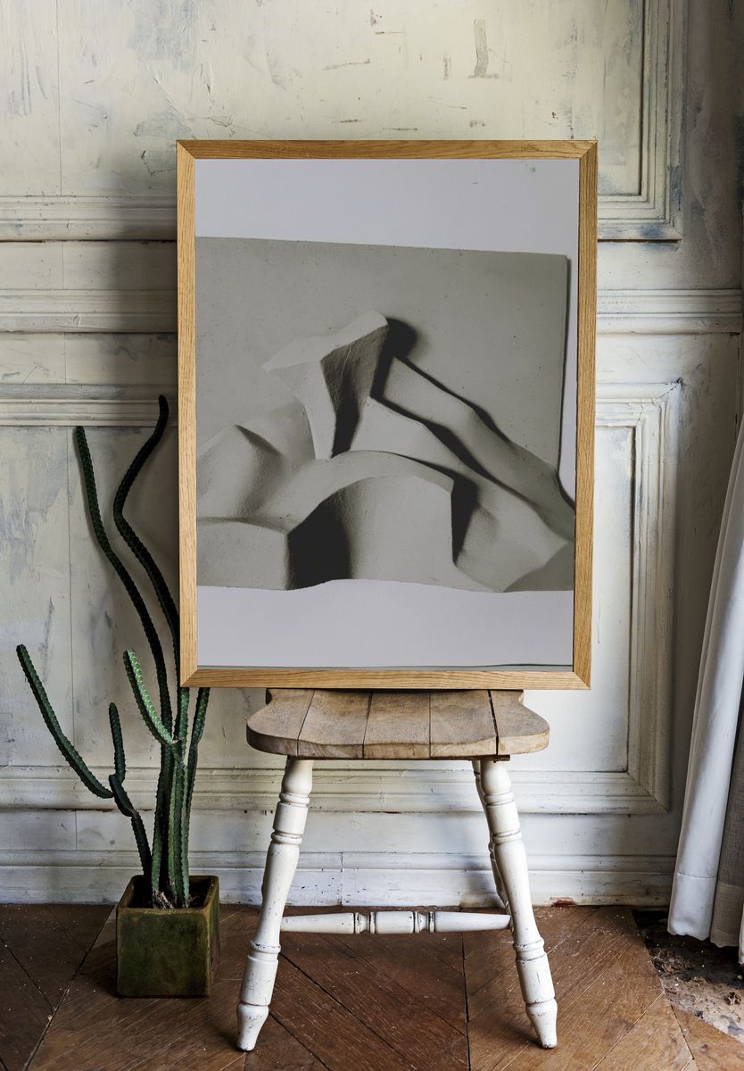 Monochrome Relief Abstract Poster. — room view 1
