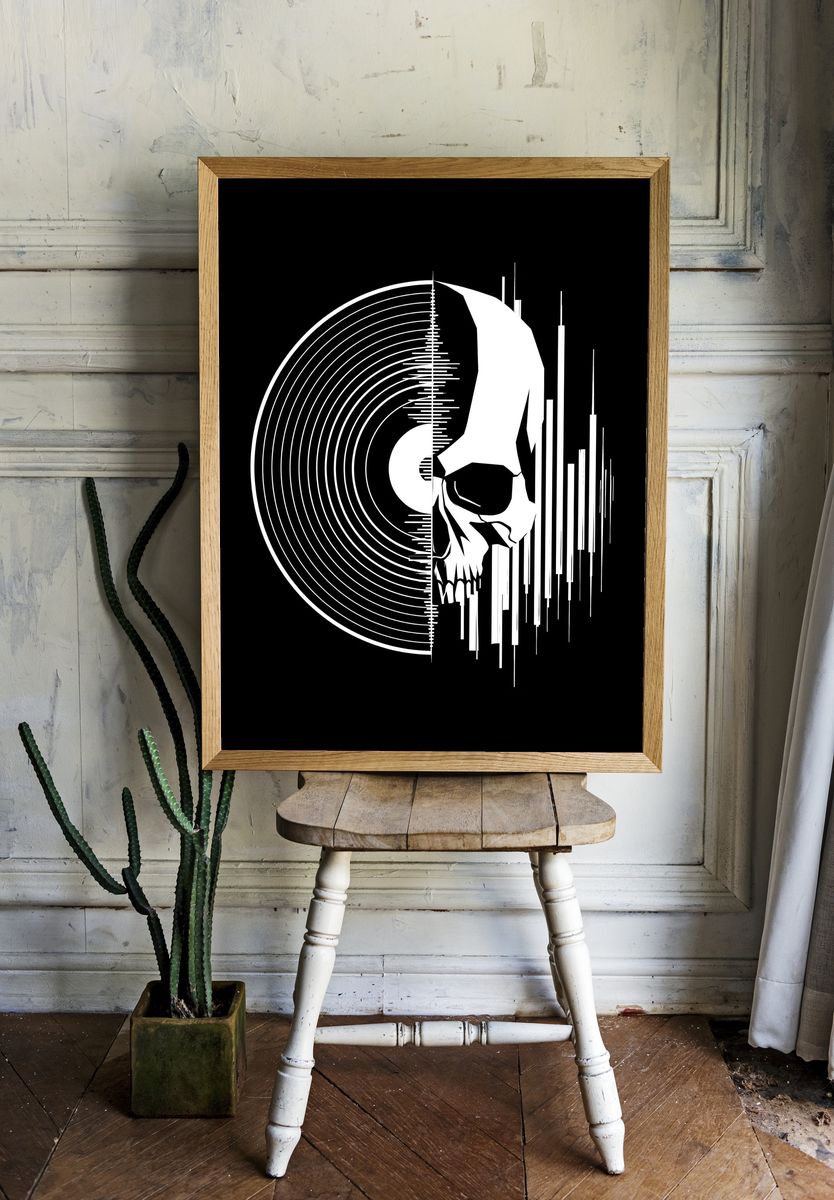 Glitch Skull Abstract Poster. room preview