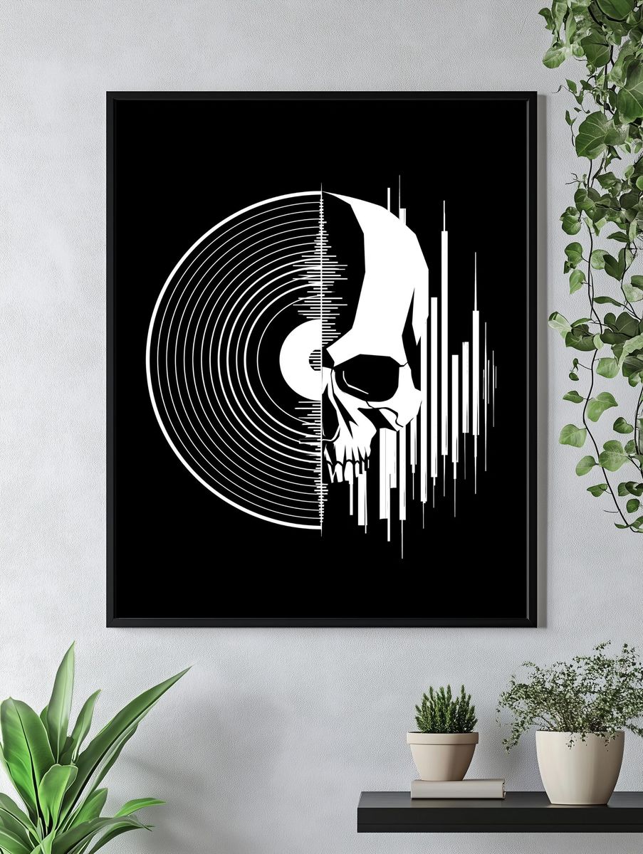 Glitch Skull Abstract Poster. — room view 4
