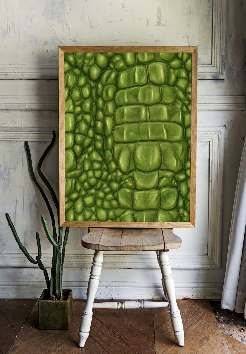 Green Pebble Texture Abstract Poster. room preview