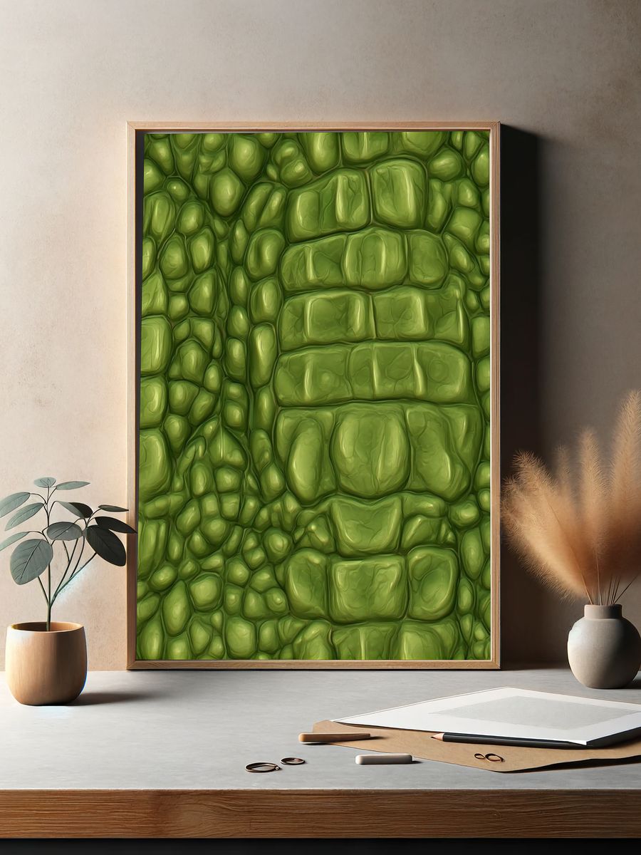 Green Pebble Texture Abstract Poster. — room view 2
