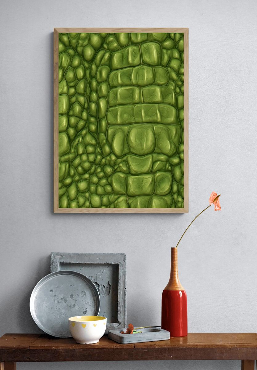 Green Pebble Texture Abstract Poster. — room view 3
