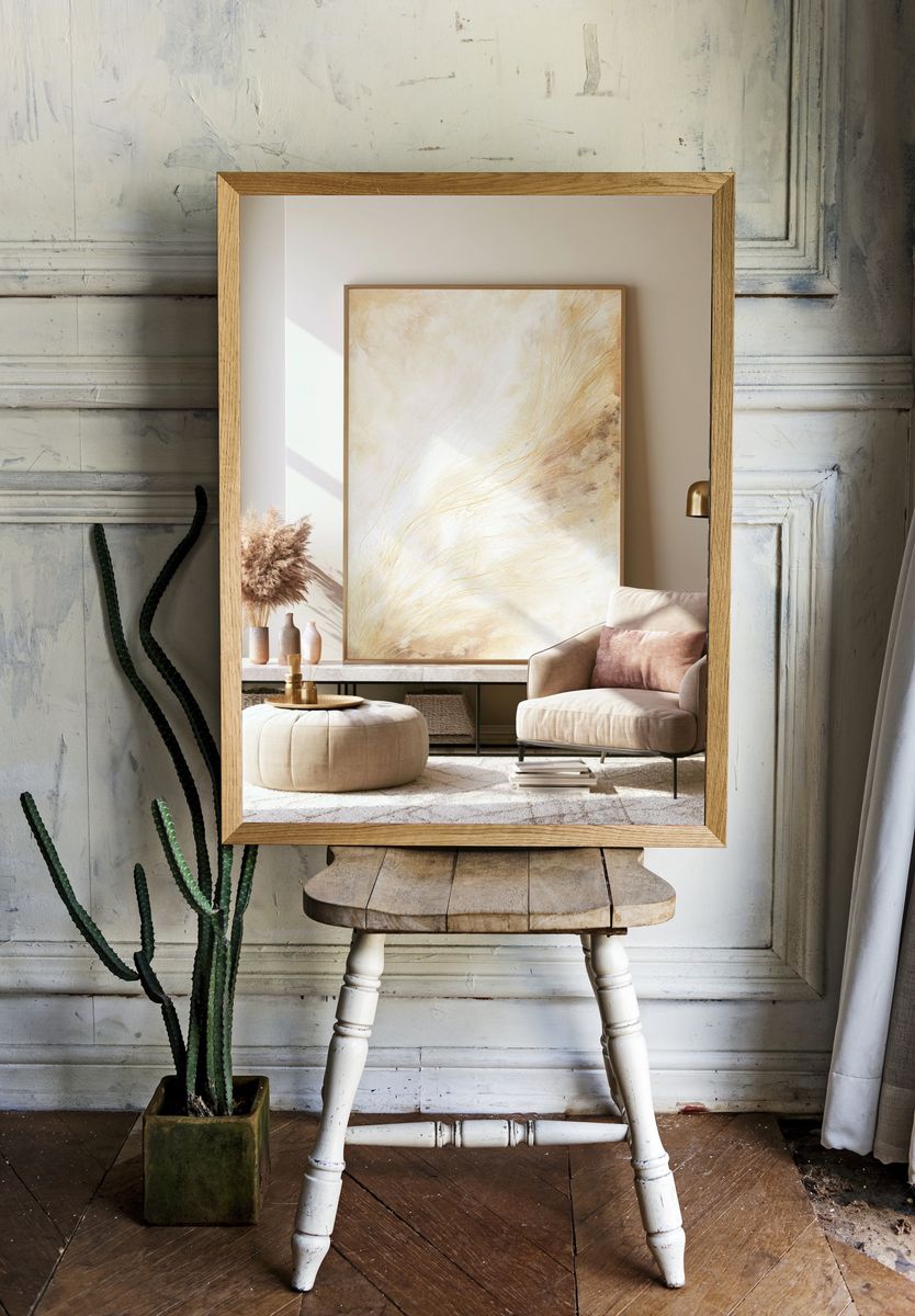 Soft Beige Abstract Poster. — room view 1