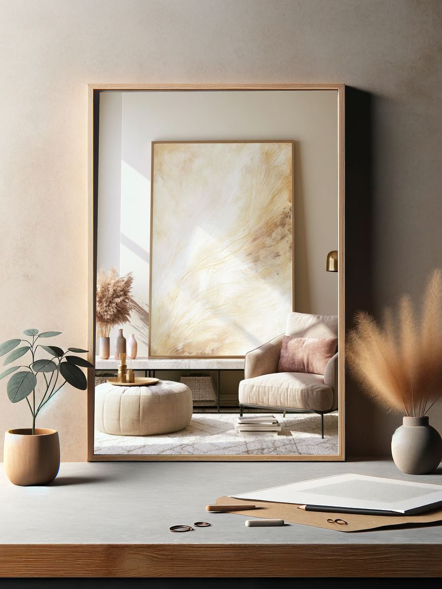 Soft Beige Abstract Poster. — room view 2